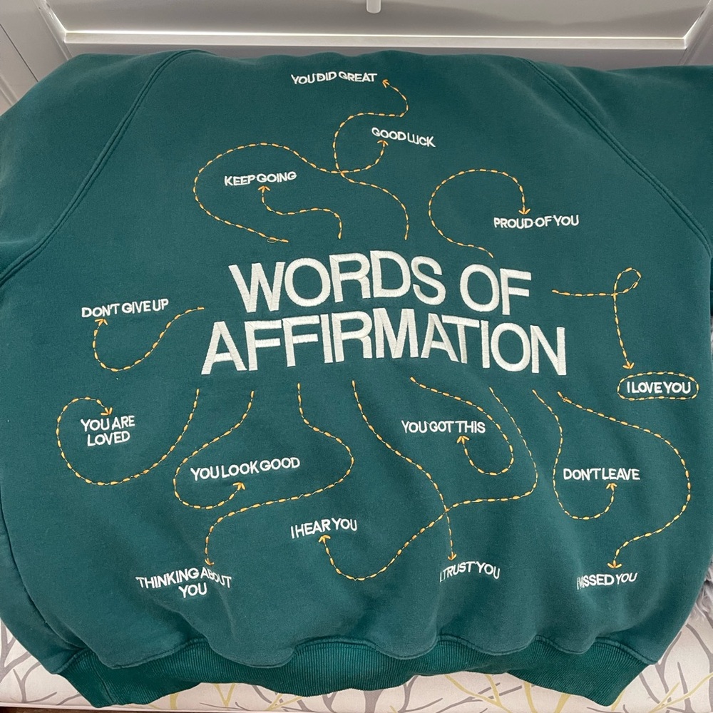 DANDY WORLDWIDE words of affirmation hoodie women’s medium